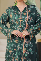 Aizal Stitched 3 Piece Printed Lawn Suit-A-P-652-GREEN
