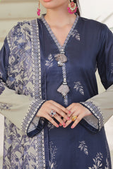Aizal Stitched 3 Piece Printed Lawn Suit-A-P-656-BLUE