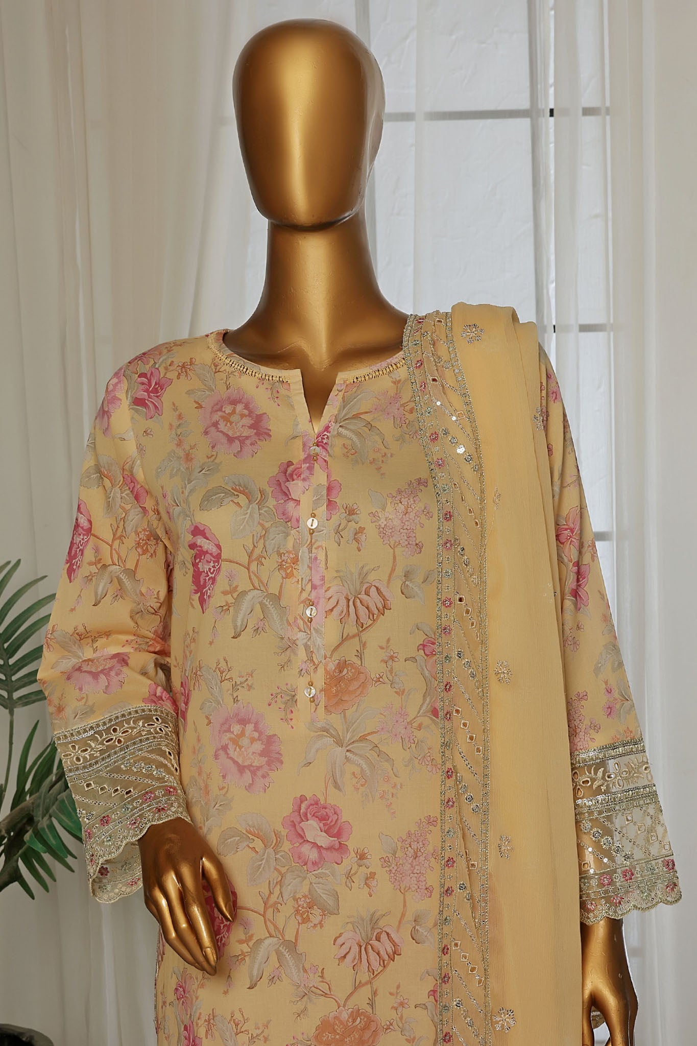 Malika By Sada Bahar Stitched 3 Piece Emb Festive Vol-02 Collection'2025-D-66-Yellow