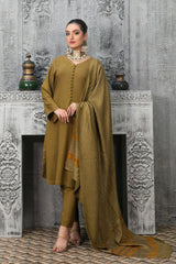Espoir by Tawakkal Unstitched 3 Piece Leather Peach Winter Suit-E-7973