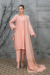 Espoir by Tawakkal Unstitched 3 Piece Leather Peach Winter Suit-E-7976