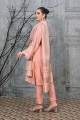 Espoir by Tawakkal Unstitched 3 Piece Leather Peach Winter Suit-E-7976
