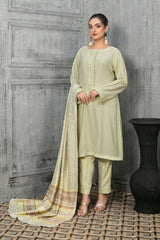 Espoir by Tawakkal Unstitched 3 Piece Leather Peach Winter Suit-E-7977