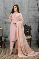 Espoir by Tawakkal Unstitched 3 Piece Leather Peach Winter Suit-E-7979