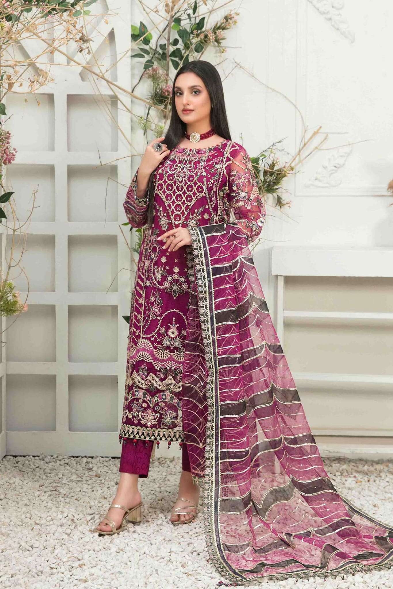 Amani by Tawakkal Semi Stitched 3 Piece Formal Collection'2023-AS-8325