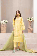 Niesha by Tawakkal Semi Stitched 3 Piece Emb Slub Lawn Suit-N-8960
