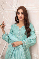Niesha by Tawakkal Semi Stitched 3 Piece Emb Slub Lawn Suit-N-8964
