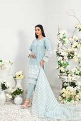 Gardenia by Tawakkal Semi Stitched 3 Piece Fancy Emb Lawn Suit-G-8965