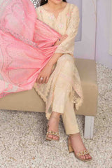 Farasha by Tawakkal Semi Stitched 3 Piece Jacquard Lawn Suit-F-8980