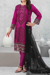 Zareesh by Tawakkal Semi Stitched 3 Piece Emb Fancy Suit-Z-9018