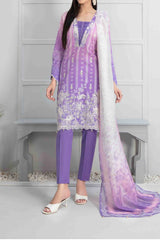Zuha By Tawakkal Unstitched 3 Piece Emb Lawn Print Suit-D-9023