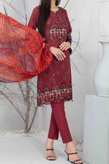 Zuha By Tawakkal Unstitched 3 Piece Emb Lawn Print Suit-D-9302