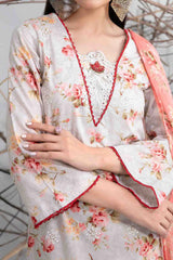 Zuha By Tawakkal Unstitched 3 Piece Emb Lawn Print Suit-D-9307
