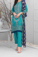 Zuha By Tawakkal Unstitched 3 Piece Emb Lawn Print Suit-D-9308