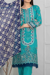 Zuha By Tawakkal Unstitched 3 Piece Emb Lawn Print Suit-D-9308