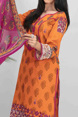Zuha By Tawakkal Unstitched 3 Piece Emb Lawn Print Suit-D-9309