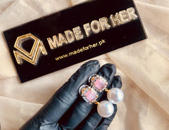 Made For Her-Pearly Rect Earings - KAHD122