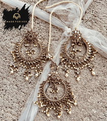 Made For Her-Mahira Jumbo Earrings & Tikka Set - KMW1003