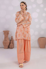 Basic Essentials By Dor Stitched Co Ords Digital Printed Cotton Collection'2025-DBEC-05-Peach