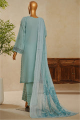 Muse By HZ Stitched 3 Piece Emb Dobby Jacquard Vol-04 Suit-DEJ-3P-025-Sapphire Blue