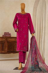 Muse By HZ Stitched 3 Piece Emb Dobby Jacquard Vol-04 Suit-DEJ-3P-027-Berry Pink