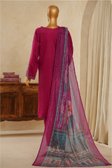 Muse By HZ Stitched 3 Piece Emb Dobby Jacquard Vol-04 Suit-DEJ-3P-027-Berry Pink