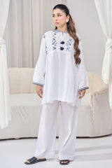 Pret Essentials By Dor Stitched Co Ords Embroidred Edit Collection'2025-DPEC-06-White