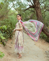 Gul Bahar By Inara Stitched 3 Piece Summer Suit-IVORY DR-02