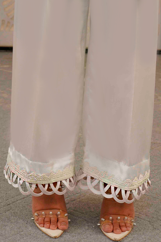 Flora By Zaaviay Stitched White Scallops Culottes