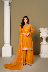 Midway Arts Stitched 3 Piece Formals Collection'2026-remium-chiffon-3-pc-gharara-dress