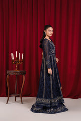 Manahils Stitched Formals B 007-Navy Blue