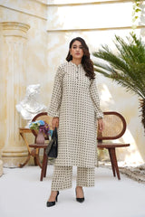 Arha Eman Stitched Winter Suit-Beige Noir â€“ 2 Piece Coord