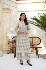 Arha Eman Stitched Winter Suit-Beige Noir â€“ 2 Piece Coord