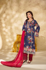 Arha Eman Stitched Winter Suit-Saaya - Dark Blue