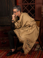 Tng By Md-Deewana Shawl | Embroidered | Camel