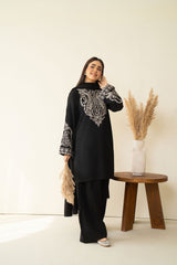 Tiraz Stitched 3 Piece Winter Suit-Siah