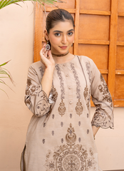 Daily Chic - Ahlam By Safa Textile Stitched 1 Piece Summer Shirt-Classic Sandstone Embroidery