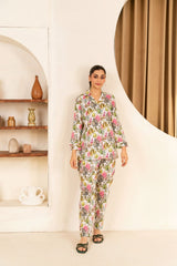 Print Play By Ahlam Stitched 2 Piece Multi Floral Co-Ord Set With Short Shirt