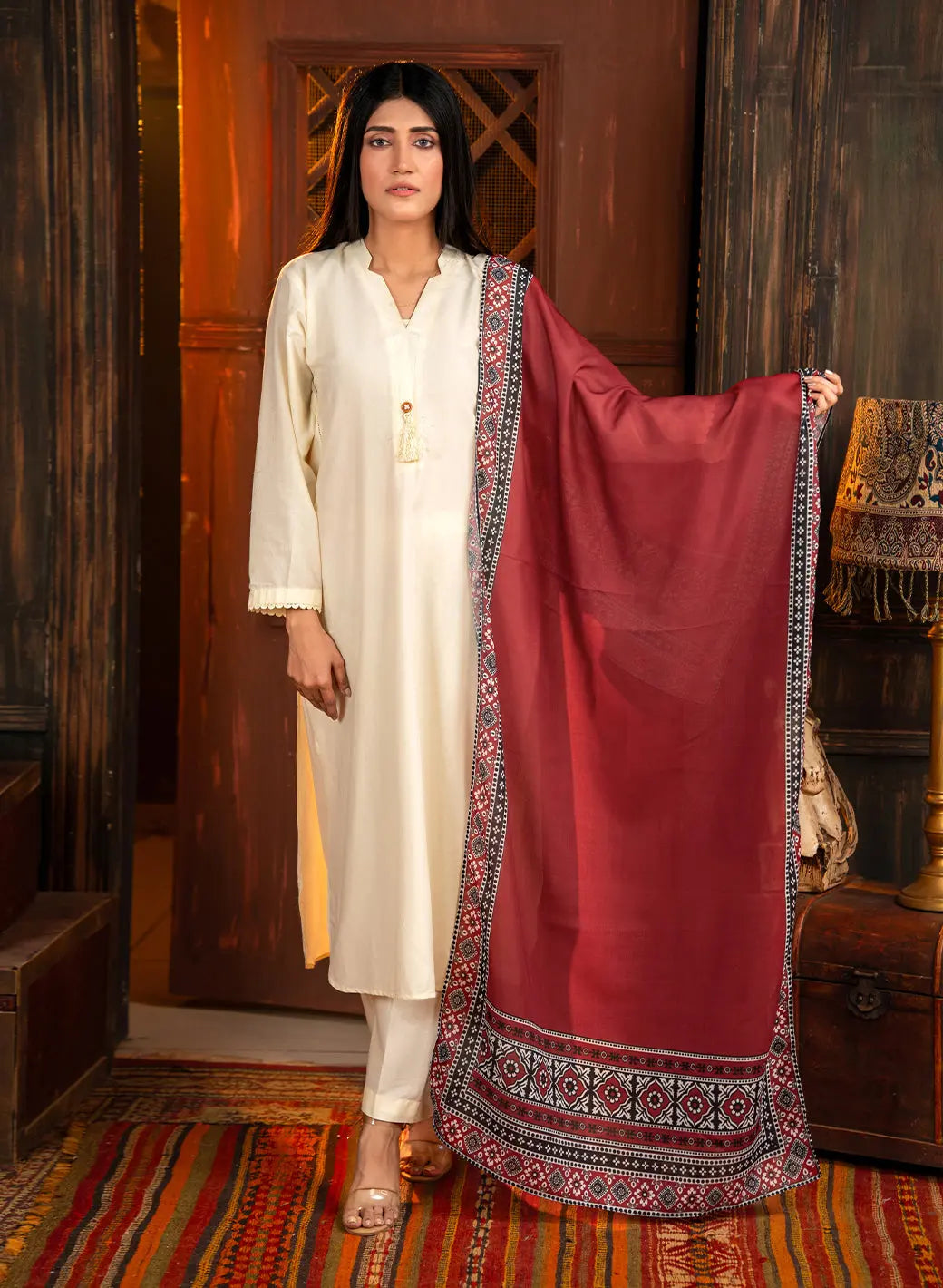 Ajrak Mosaic Stole | Redish TNG by MD