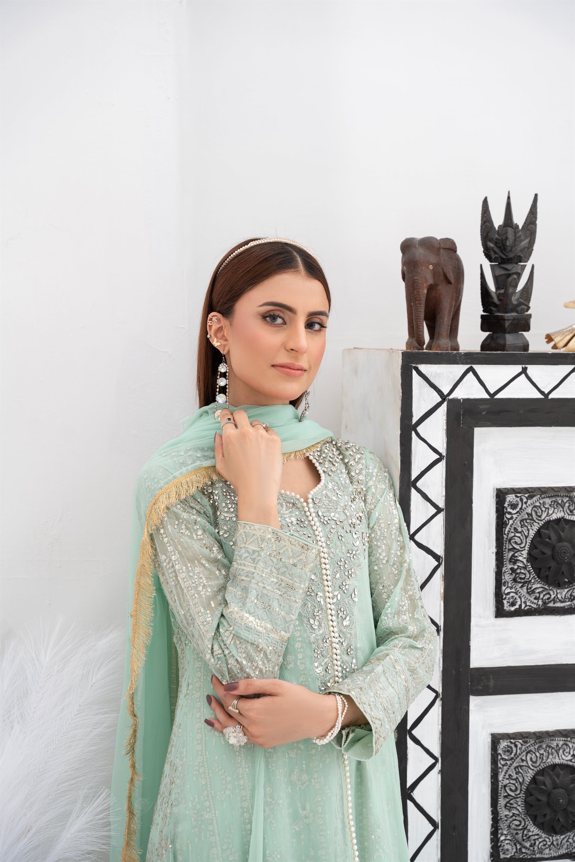 Manahils Stitched Formals Sw 04-Pastel Green