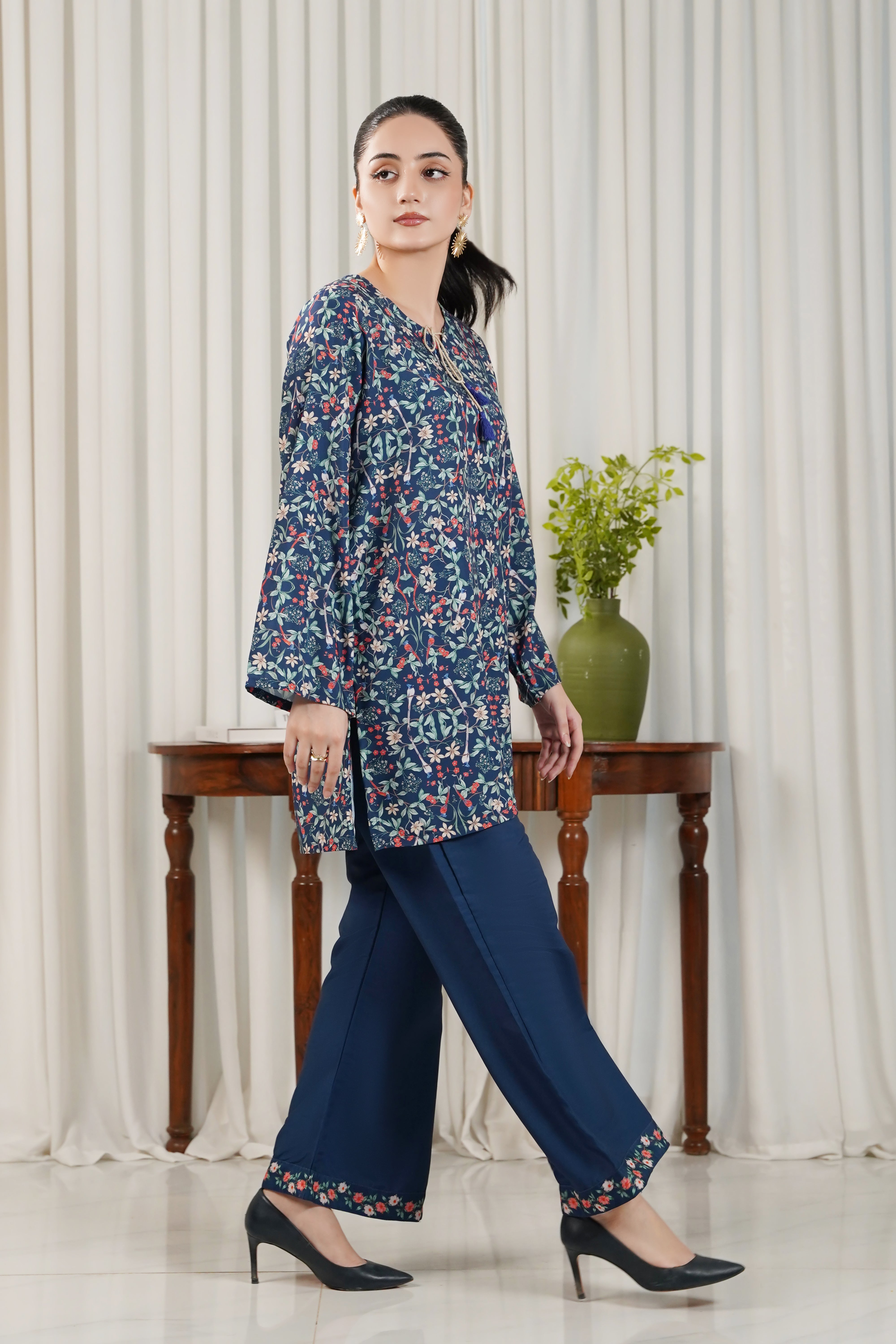 Dhaga Stitched 2 Piece Poly Cambric Collection'2025-Azure