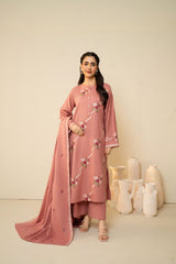 Tiraz Stitched 3 Piece Winter Suit-Afrozeh
