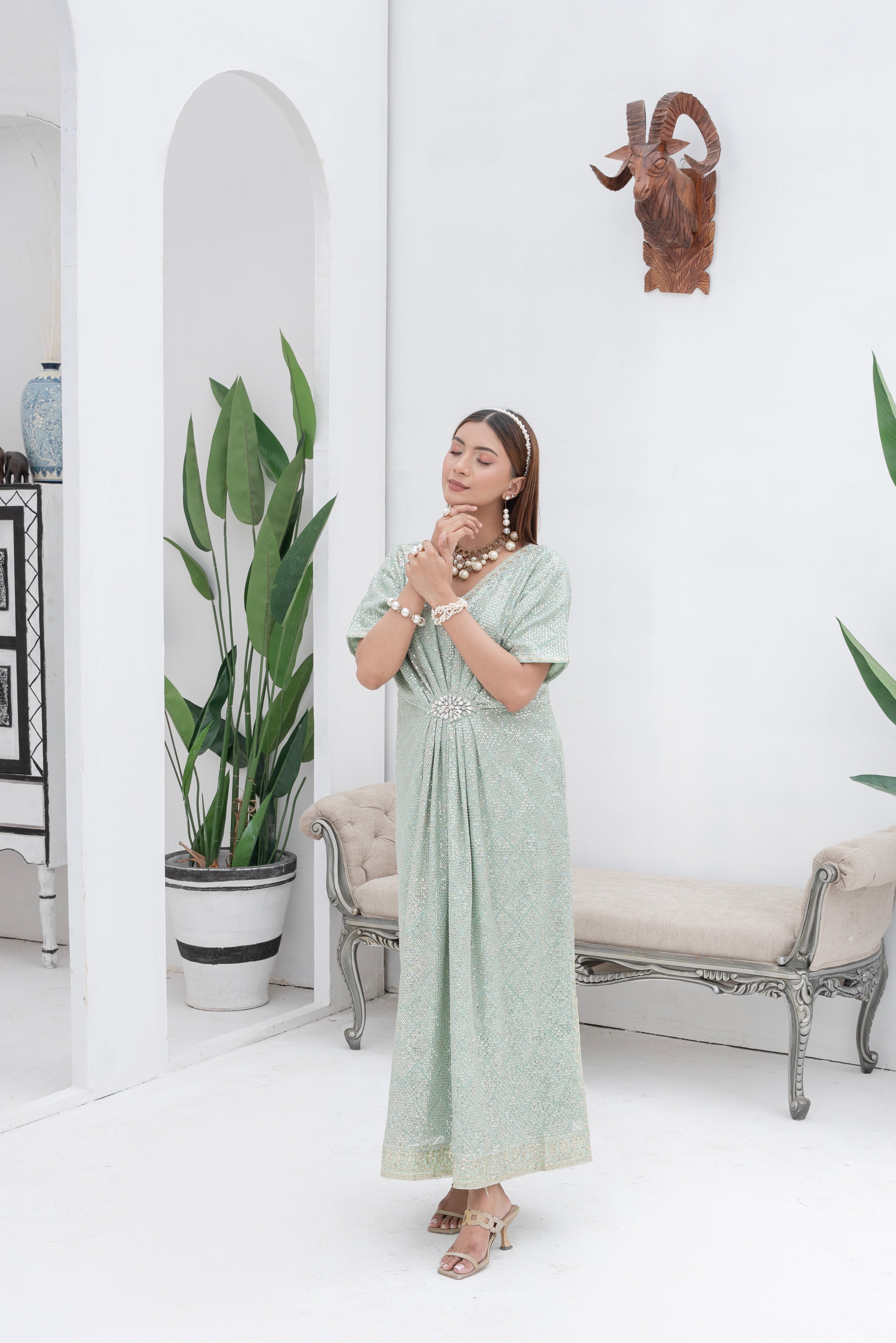 Manahils Stitched Formals Wa 03-Pastel Green