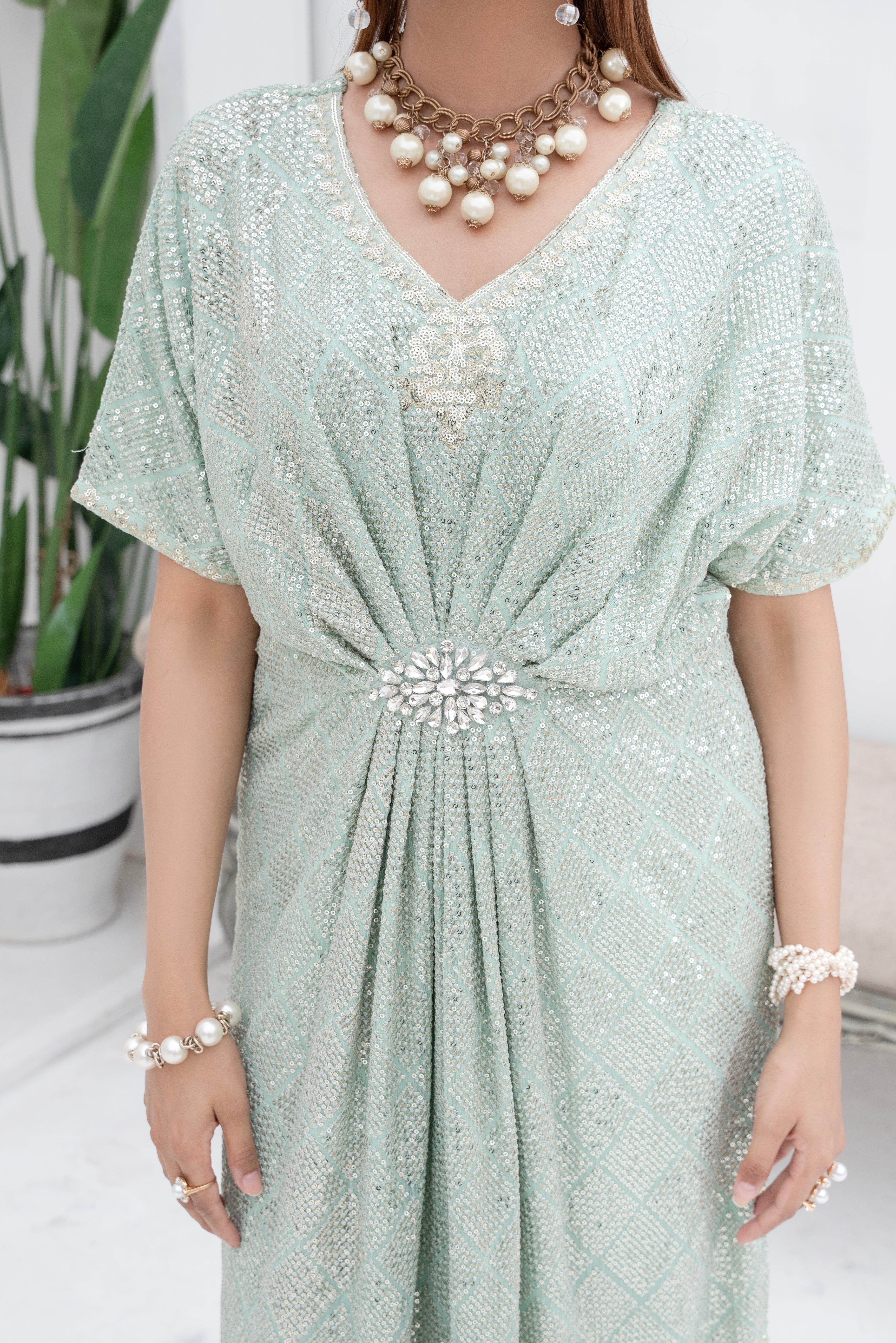 Manahils Stitched Formals Wa 03-Pastel Green