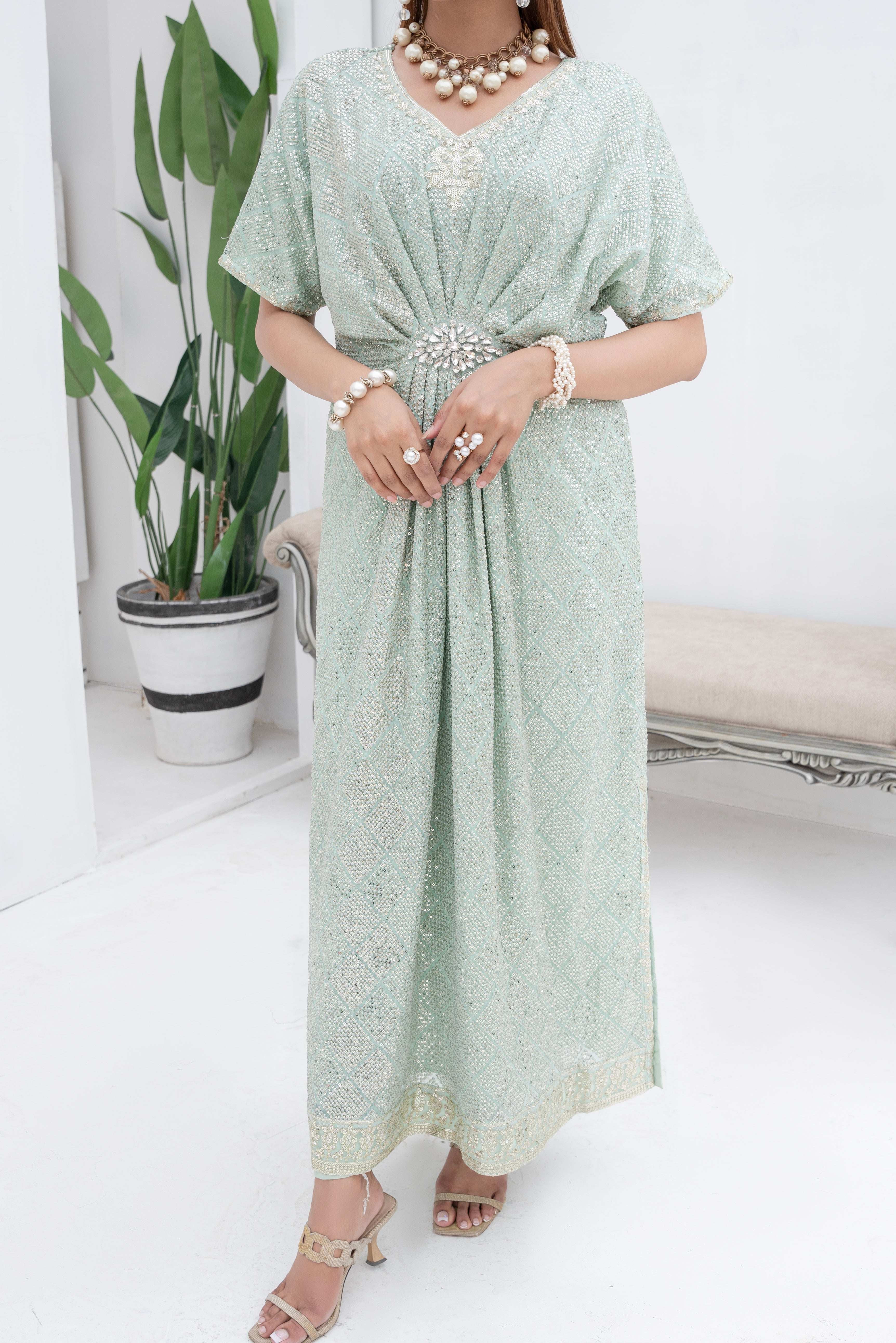 Manahils Stitched Formals Wa 03-Pastel Green