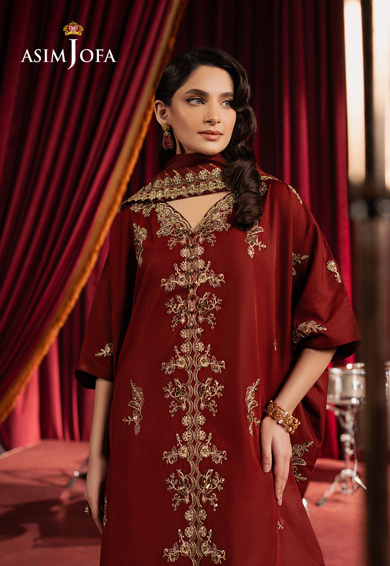 Asim Jofa Premium Festive Ajpf-12 Embroidered Silk 3 Pcs