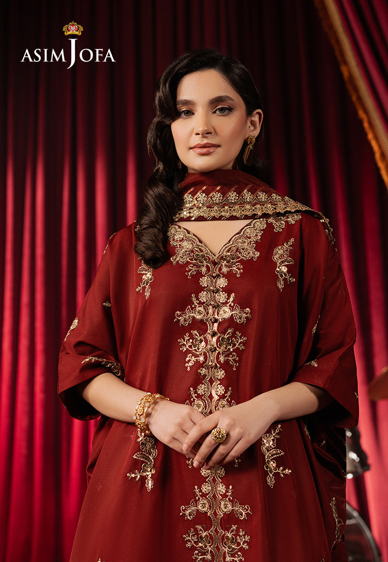 Asim Jofa Premium Festive Ajpf-12 Embroidered Silk 3 Pcs