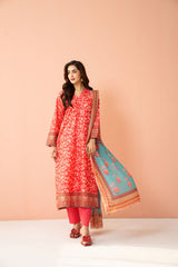 Tiraz Stitched 3 Piece Summer Suit-Kiran - 3pc