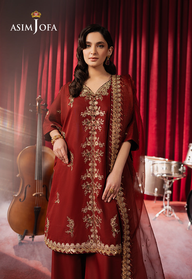 Asim Jofa Premium Festive Ajpf-12 Embroidered Silk 3 Pcs