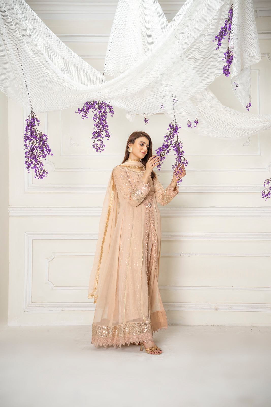 Manahils Stitched Formals Kurti-B-005-Peach